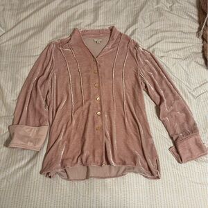J Jill Crushed Velvet Pink Women's Top Large Tall